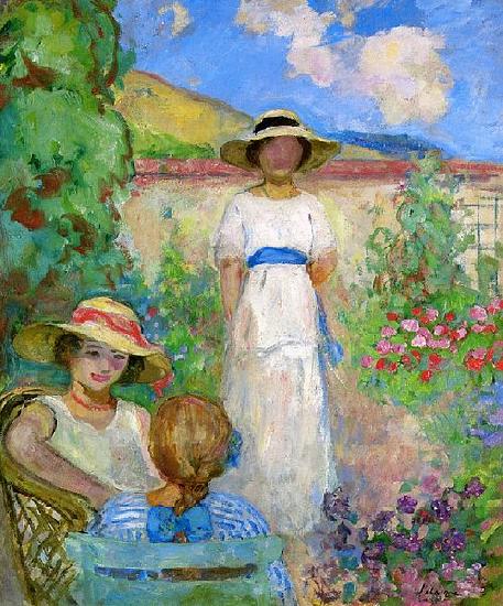 Lebasque, Henri Three Girls in a Garden oil painting picture